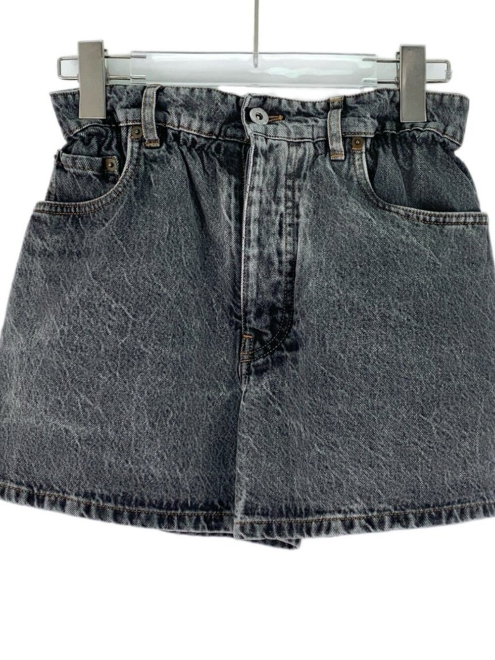 J32041 Miu Miu black and gray logo letter printed cotton casual shorts size 24
